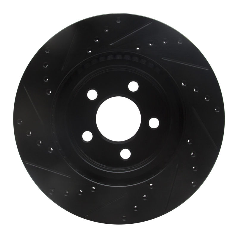 Chrysler 300 Brake Rotor (1) - Front Right - R1 Concepts - Drilled & Slotted - Black - `05-`23